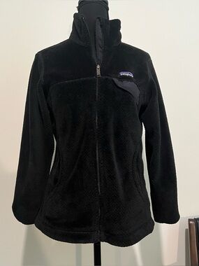 Black Patagonia Fleece Zip Up Jacket with Snap pocket
